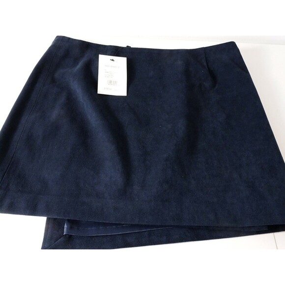 Theory Women's IWG Wrap Skirt Brilliant Navy Fulton Fuax Suede Skirt NWT 195 P - Picture 11 of 12
